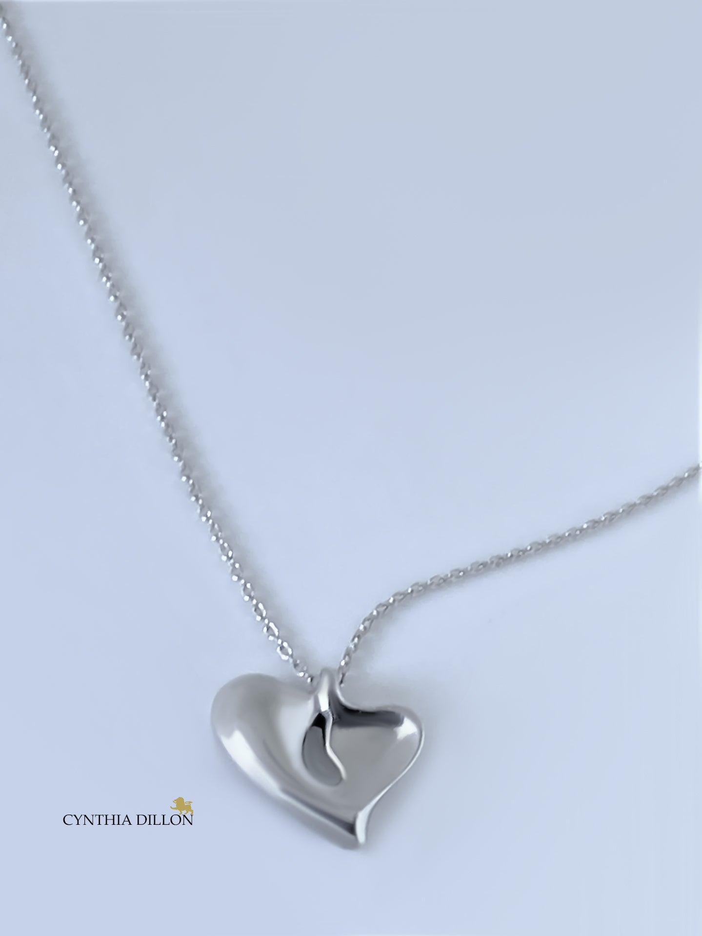Pendant - Sculpted "Closed Heart w. Tear" in S/S w. 16" Chain. (Sm)