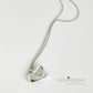 Pendant - Sculpted "Closed Heart w. Tear" in S/S w. 16" Chain. (Lge)