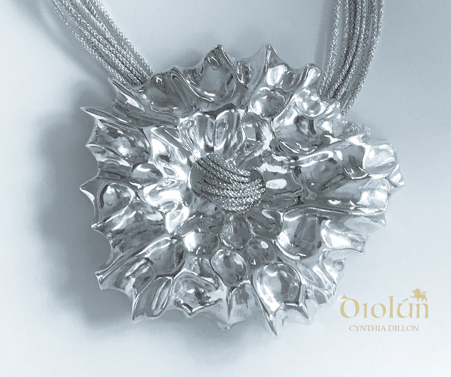 Pendant - Sculpted "Dahlia"   in Sterling Silver - DiolunDesigns