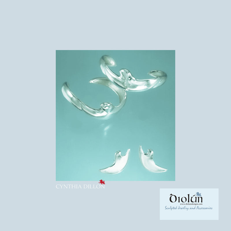 Earrings ~ Sculpted  "Eagles" in Sterling Silver - DiolunDesigns