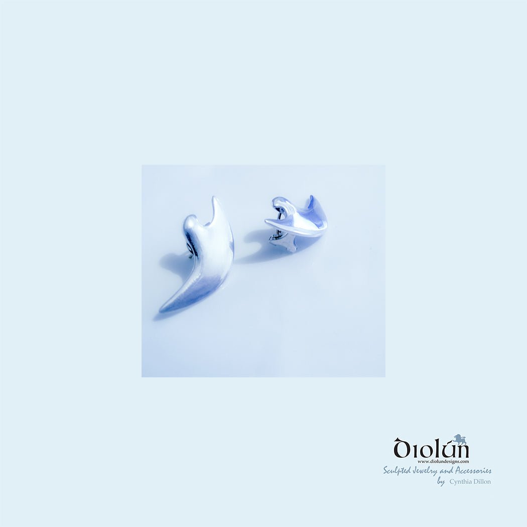 Earrings ~ Sculpted "Eagles" in Sterling Silver - DiolunDesigns