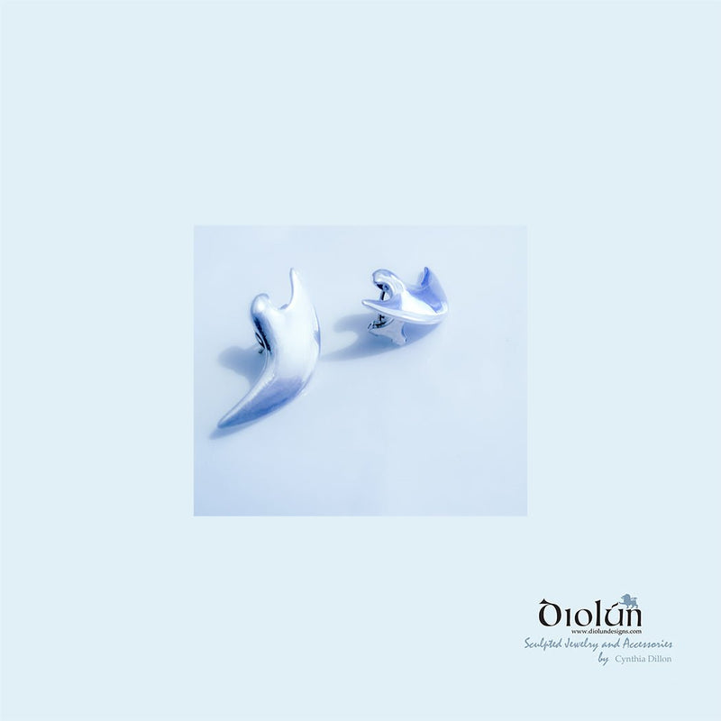 Earrings ~ Sculpted  "Eagles" in Sterling Silver - DiolunDesigns