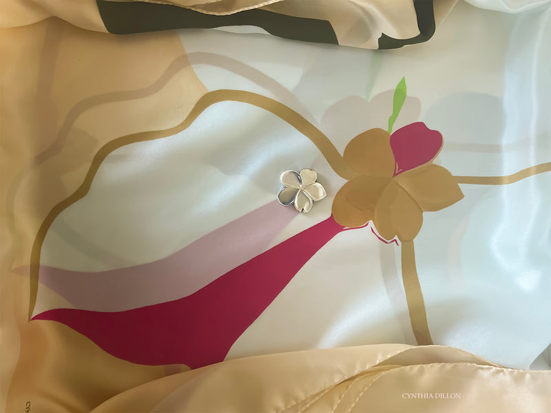 Shawl- Silk - Flower 5 Petals - Pink