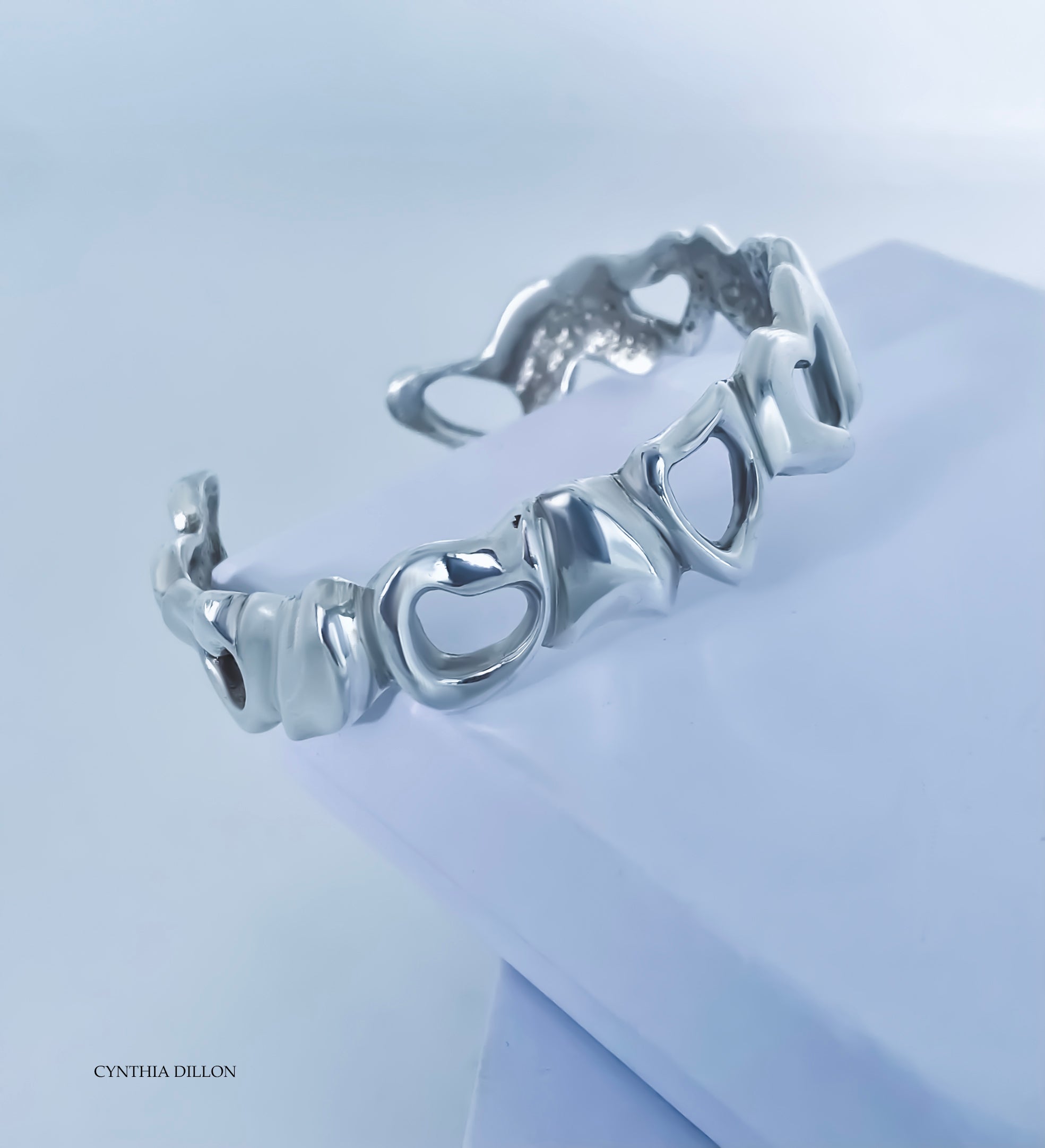 Bracelet - Sculpted "Hearts"   in Sterling Silver.