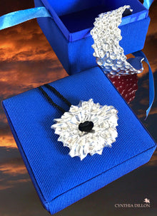 Pendant - Sculpted "Dahlia"   in Sterling Silver - DiolunDesigns