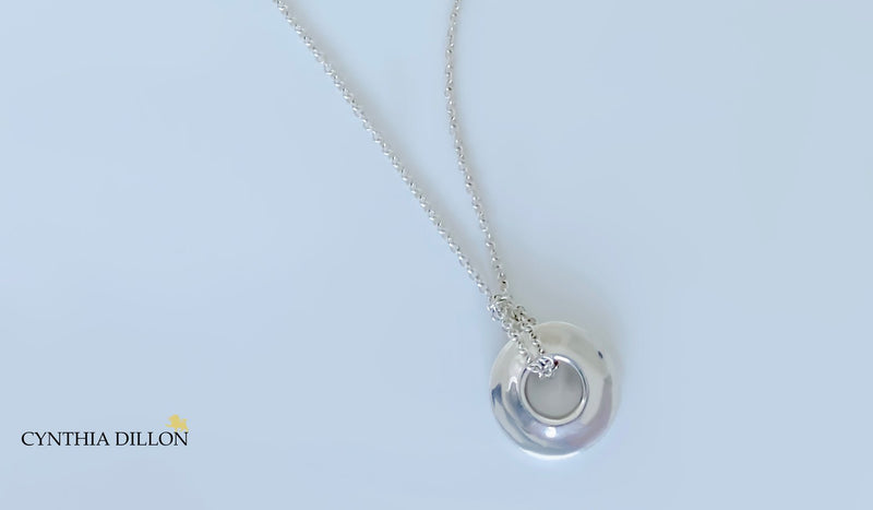 Pendant - Sculpted "Mini" "Circle" w. 16" Chain - DiolunDesigns