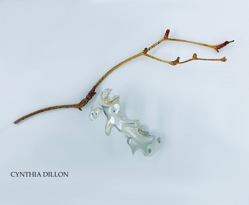 Bracelet - Sculpted "Twig" w. Diamonds in Sterling Silver