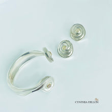 Bracelet - Sculpted "Swirls" in Sterling Silver w. Diamond Accents - DiolunDesigns