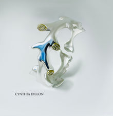 Bracelet - Sculpted "Twig" with Pave Diamonds, in Sterling Silver