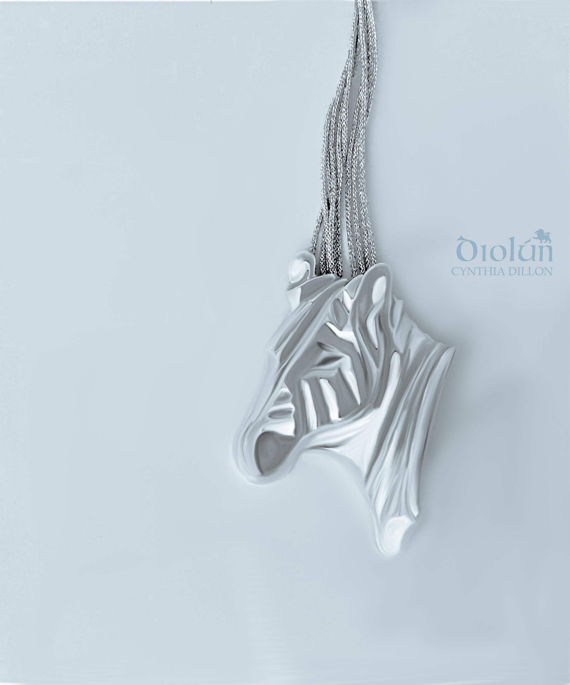 Pendant - Sculpted "Zebra" in S/S w. Cord - DiolunDesigns